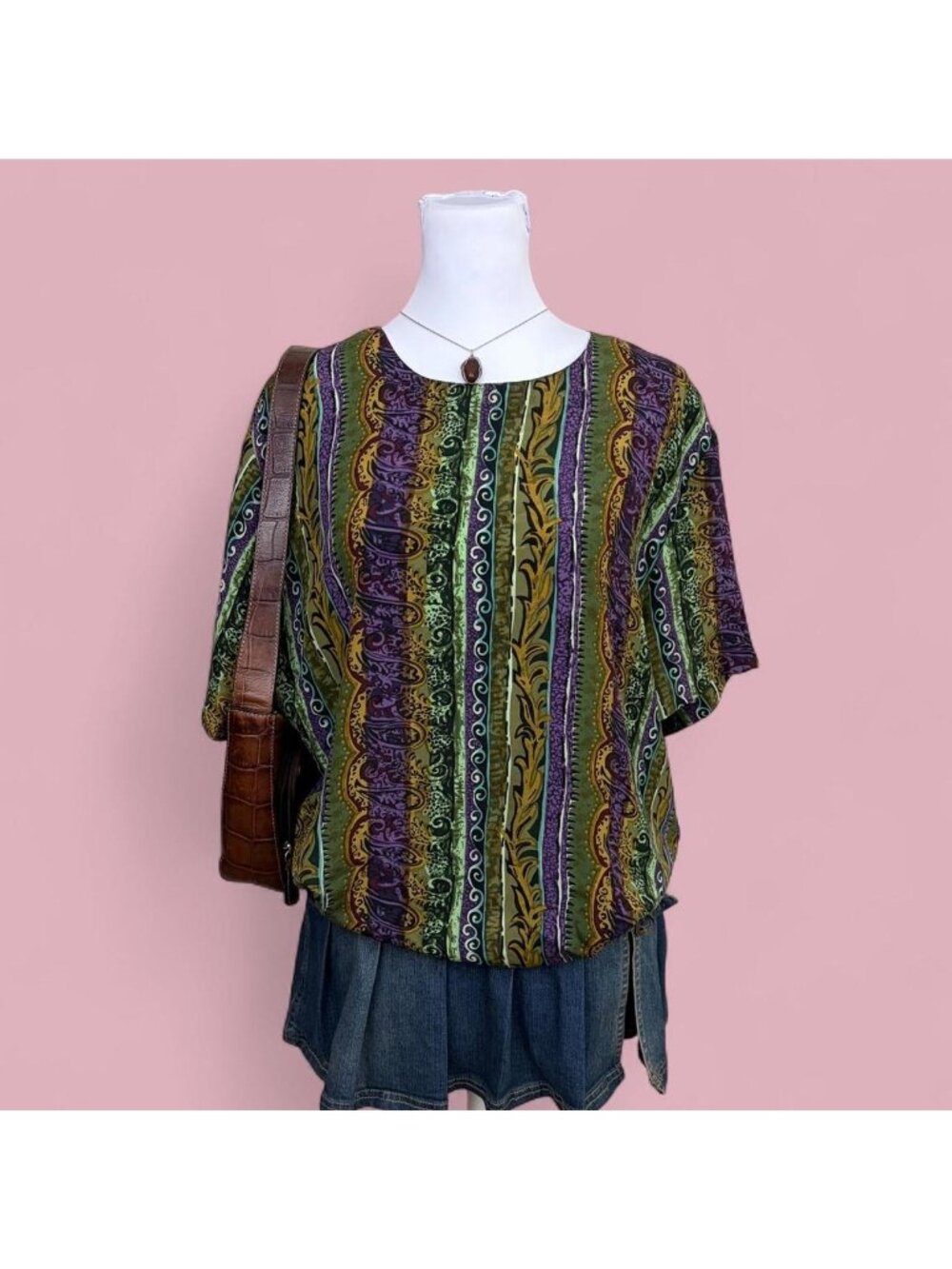 90s striped silk whimsical boho shirt